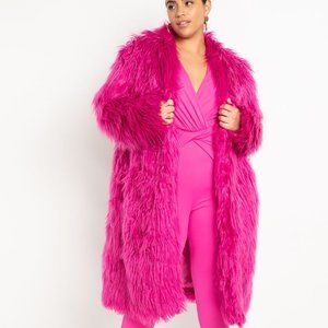 Eloquii Hot Pink Faux Fur Coat 22/24 NWT
